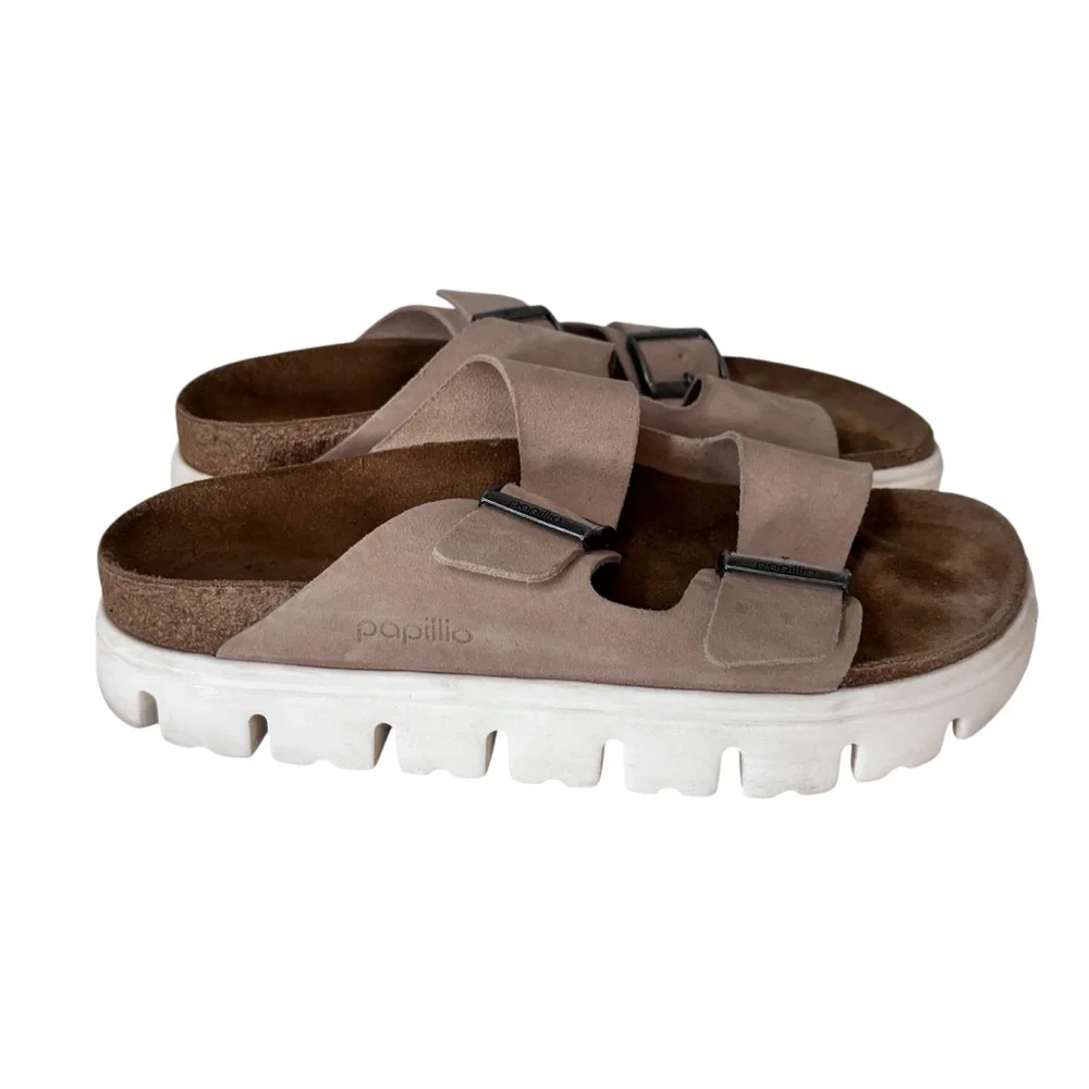 Birkenstock Women's Papillio Arizona Chunky Suede Warm Sand Sandal Sz 41